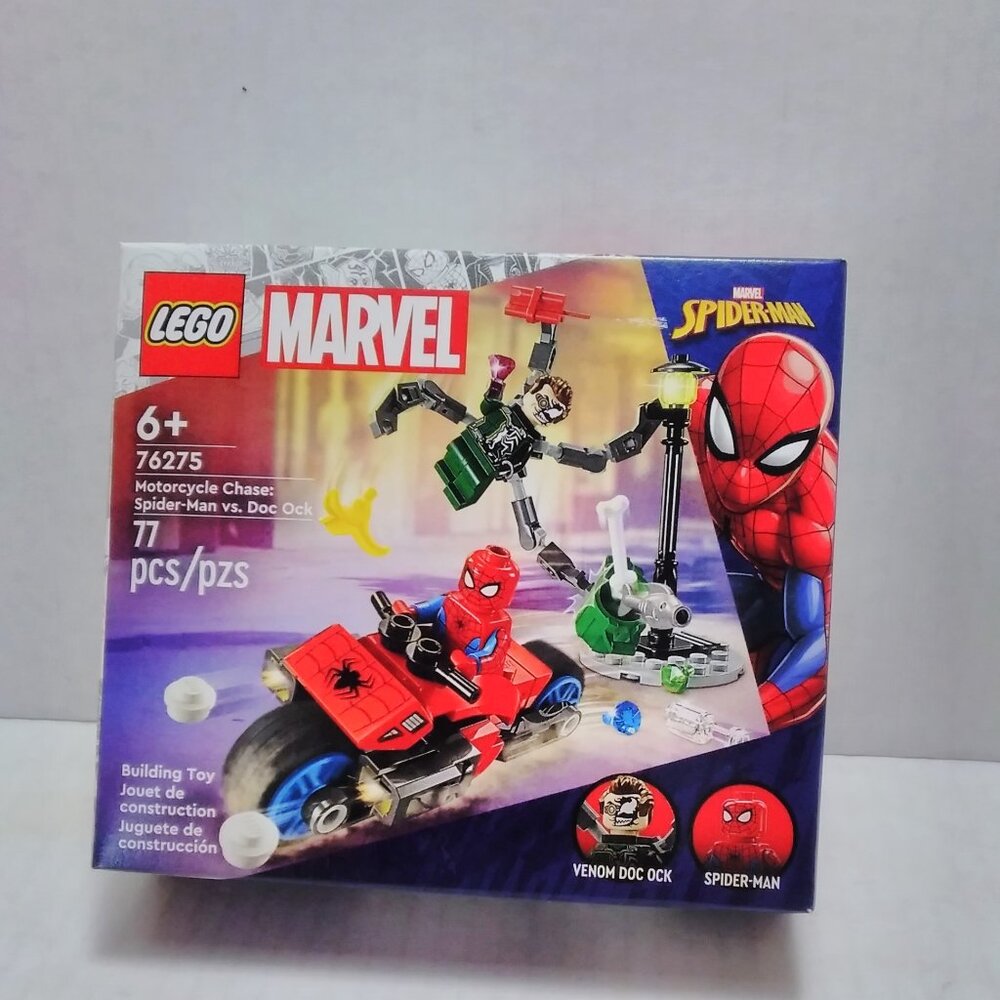 NIB LEGO Marvel Motorcycle Chase: Spiderman vs. Doc Ock---77 pcs